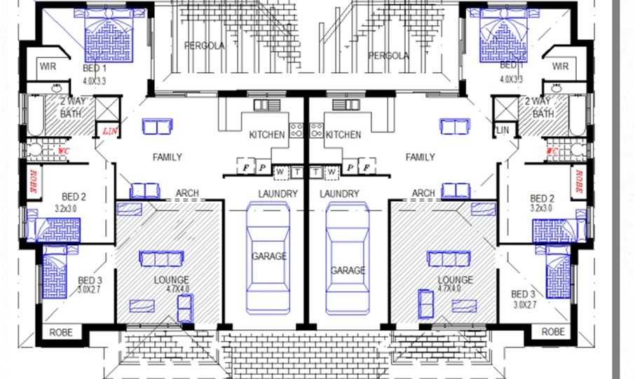 Duplex Kit Home Plan 234DUK 234.2m2 6 Bedrooms 2 Bath 2