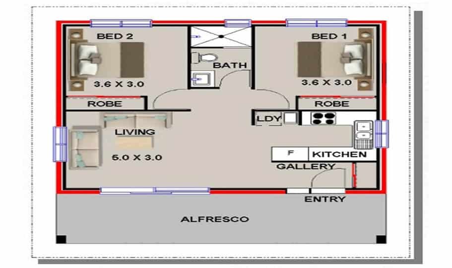 Granny Flat Kit Home Design 60B