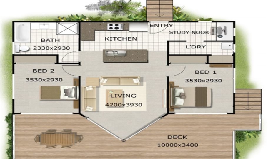 One Storey Kit Homes Plan 100 A 100 m2 2 Bed 8