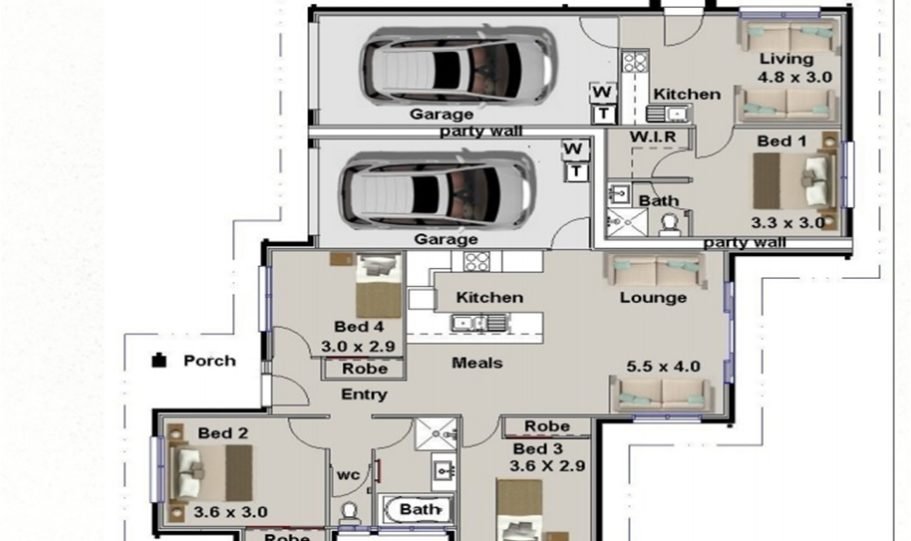 Duplex Kit Home Plan Duk M Bed Bath