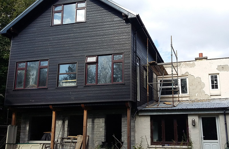 Blue-Grey Composite Wall Cladding - Spark Homes