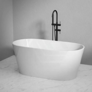 Oval Bathtub Freestanding Acrylic Gloss White NO Overflow